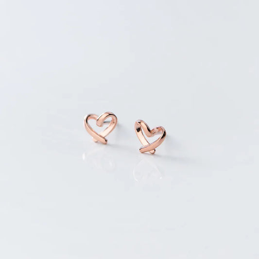 Women's Small 925 Sterling Silver Heart Stud Earrings