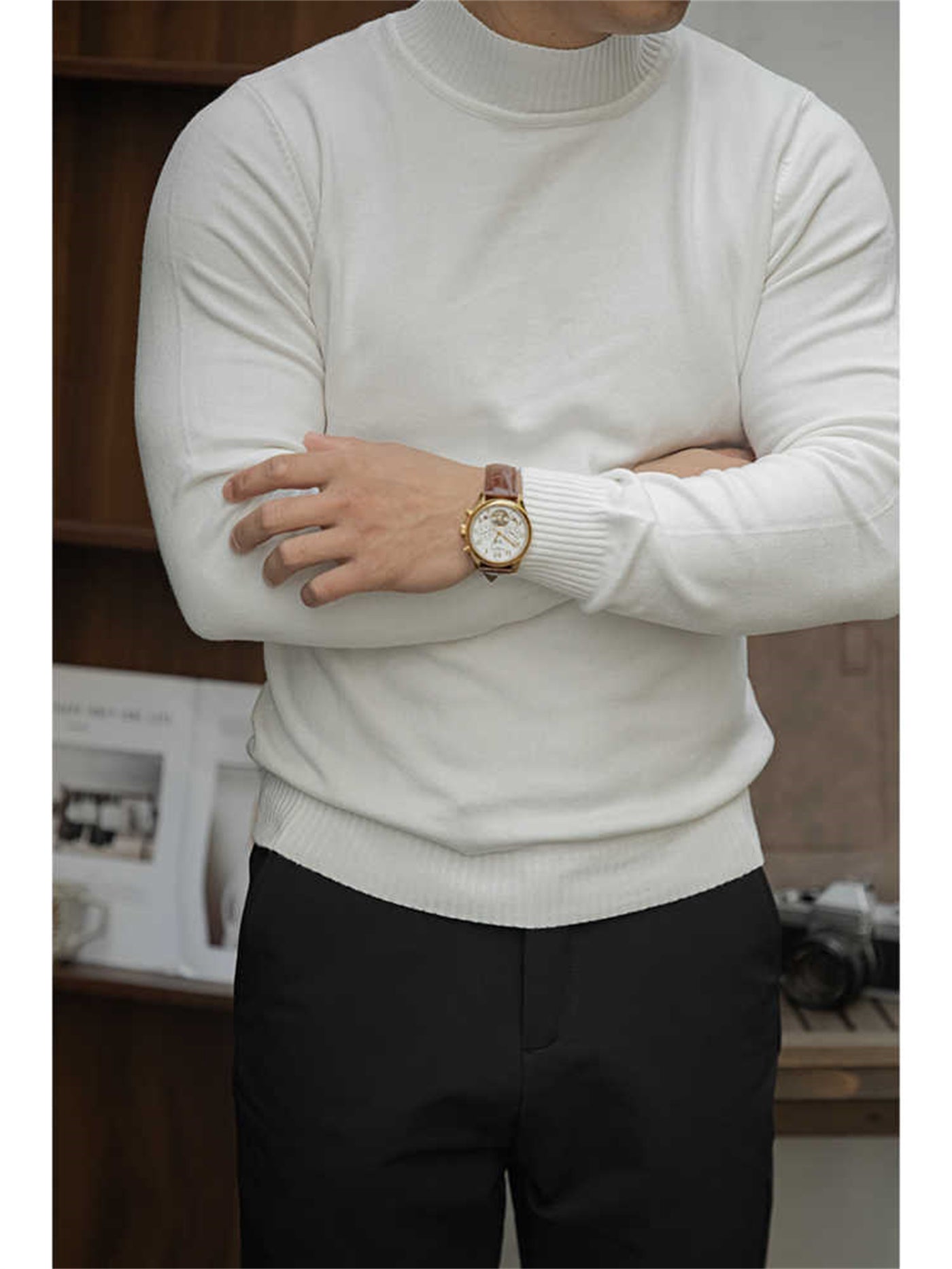 Sweater Bottoming Shirt Basic Warm Man - Zenvuxe