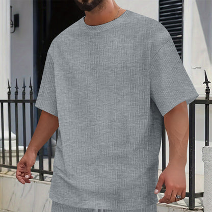 Men’s Textured Waffle Knit Tee – Modern Casual Comfort - Zenvuxe