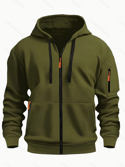 Zipper Hooded Sweatshirt Men's Sports Casual Cardigan Coat - Zenvuxe
