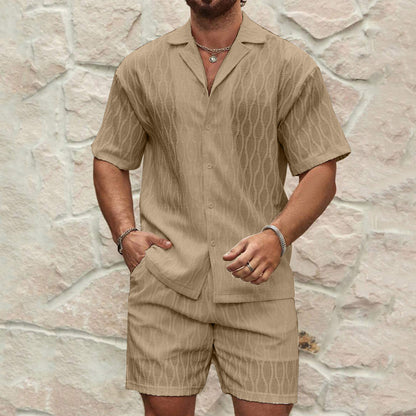 Men’s Textured Resort Set – Effortless Summer Elegance - Zenvuxe