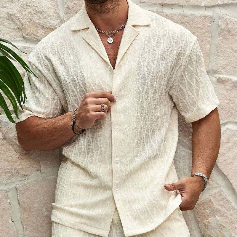 Men’s Textured Resort Set – Effortless Summer Elegance - Zenvuxe