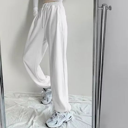 Women's High Waist Jogger Sweatpants - Baggy Sports Trousers in Black and Gray