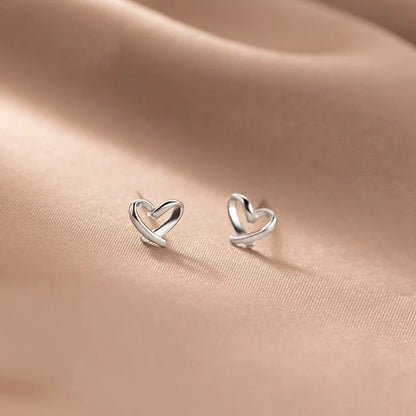 Women's Small 925 Sterling Silver Heart Stud Earrings