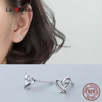 Women's Small 925 Sterling Silver Heart Stud Earrings