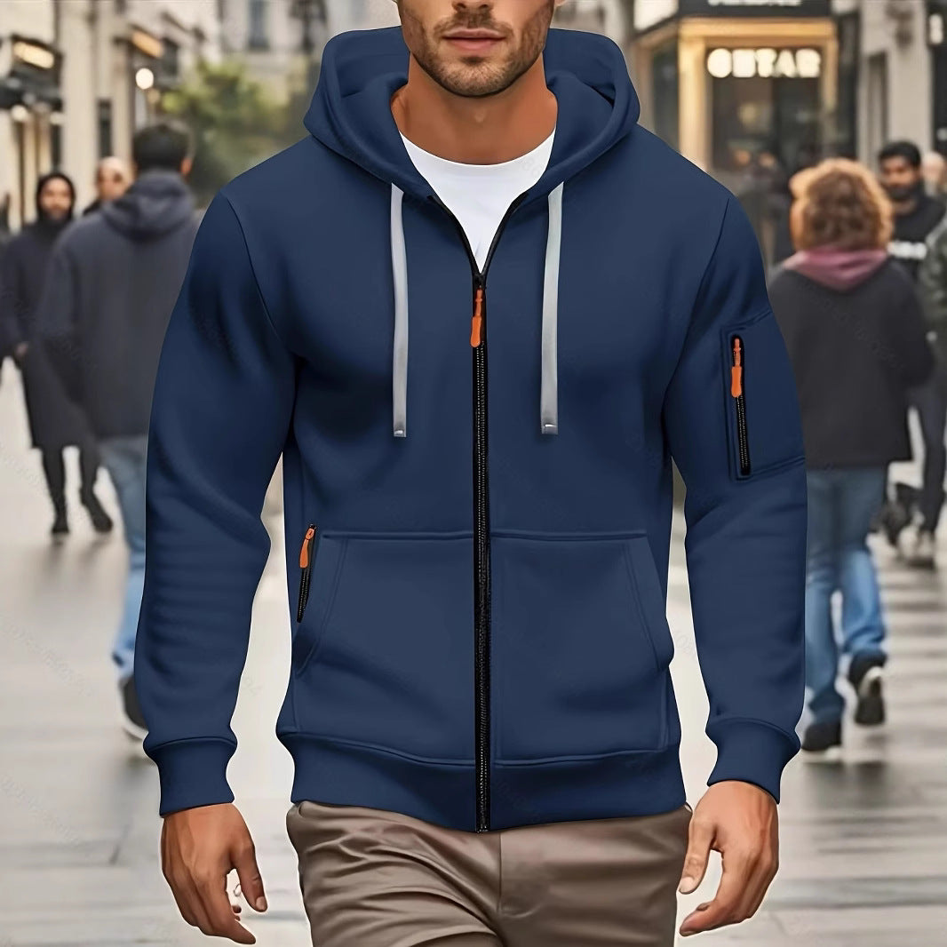 Zipper Hooded Sweatshirt Men's Sports Casual Cardigan Coat - Zenvuxe