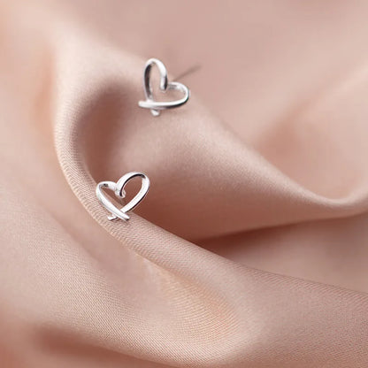 Women's Small 925 Sterling Silver Heart Stud Earrings