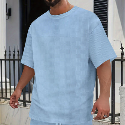 Men’s Textured Waffle Knit Tee – Modern Casual Comfort - Zenvuxe