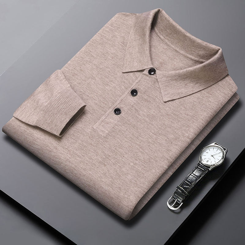 Men’s Lightweight Long Sleeve Polo Pullover – Refined Casual Style - Zenvuxe