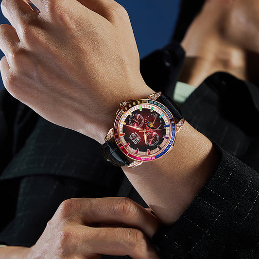 Rainbow Circle Multifunctional Mechanical Watch Fully Automatic Waterproof Men's - Zenvuxe