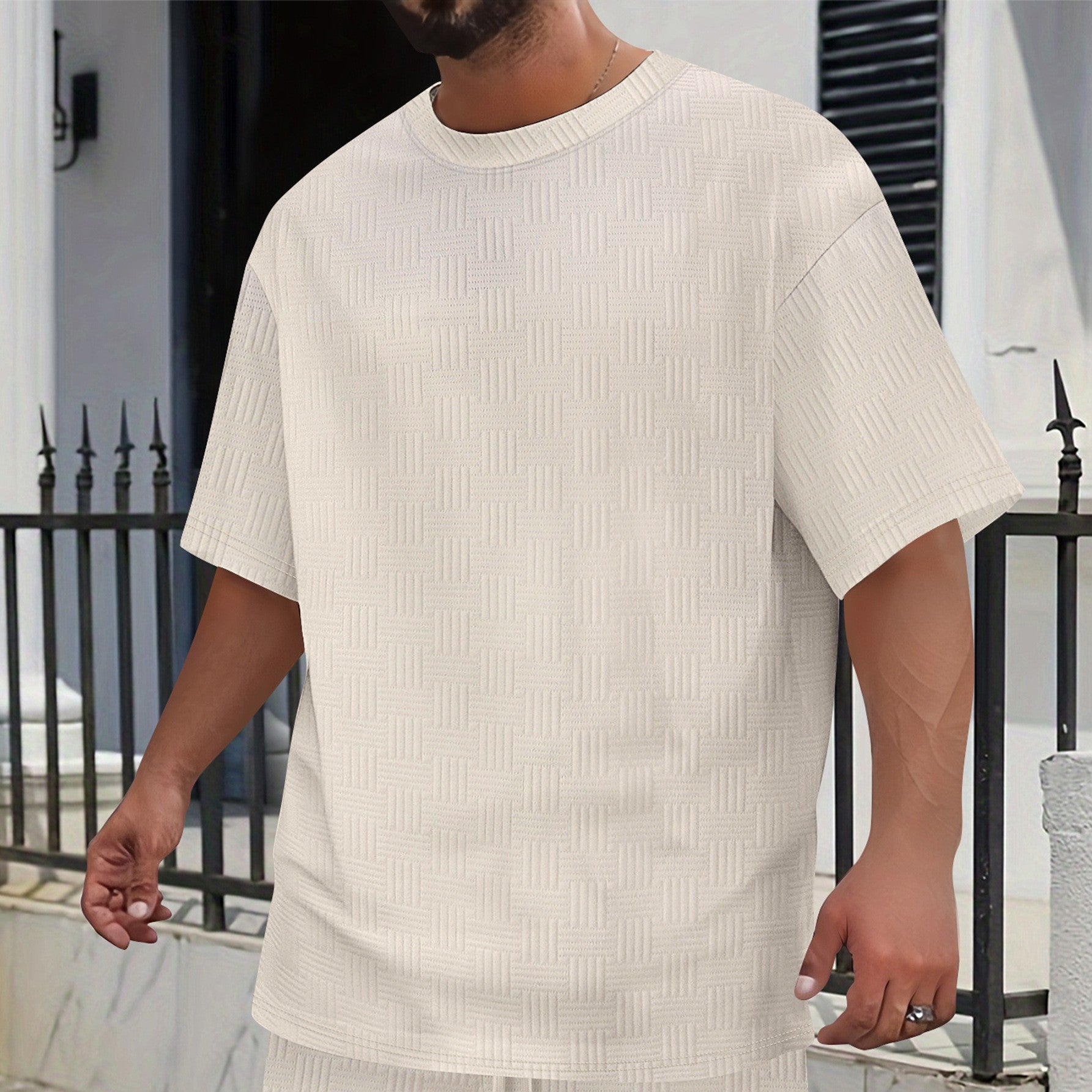 Men’s Textured Waffle Knit Tee – Modern Casual Comfort - Zenvuxe