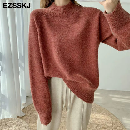 Chic Oversized Women's Wool Sweater - Thick Autumn/Winter Jumper 2021