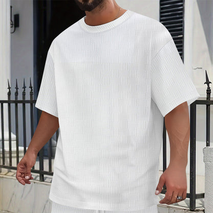 Men’s Textured Waffle Knit Tee – Modern Casual Comfort - Zenvuxe