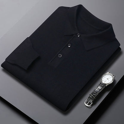 Men’s Lightweight Long Sleeve Polo Pullover – Refined Casual Style - Zenvuxe
