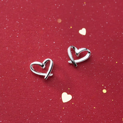 Women's Small 925 Sterling Silver Heart Stud Earrings