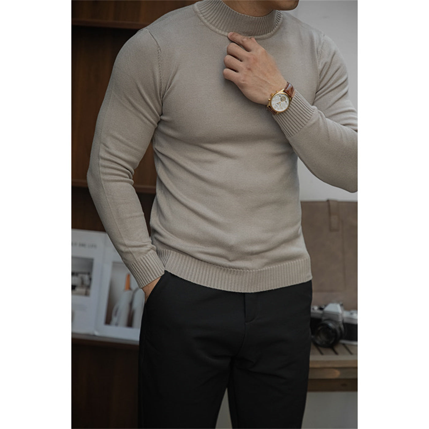Sweater Bottoming Shirt Basic Warm Man - Zenvuxe