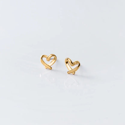 Women's Small 925 Sterling Silver Heart Stud Earrings