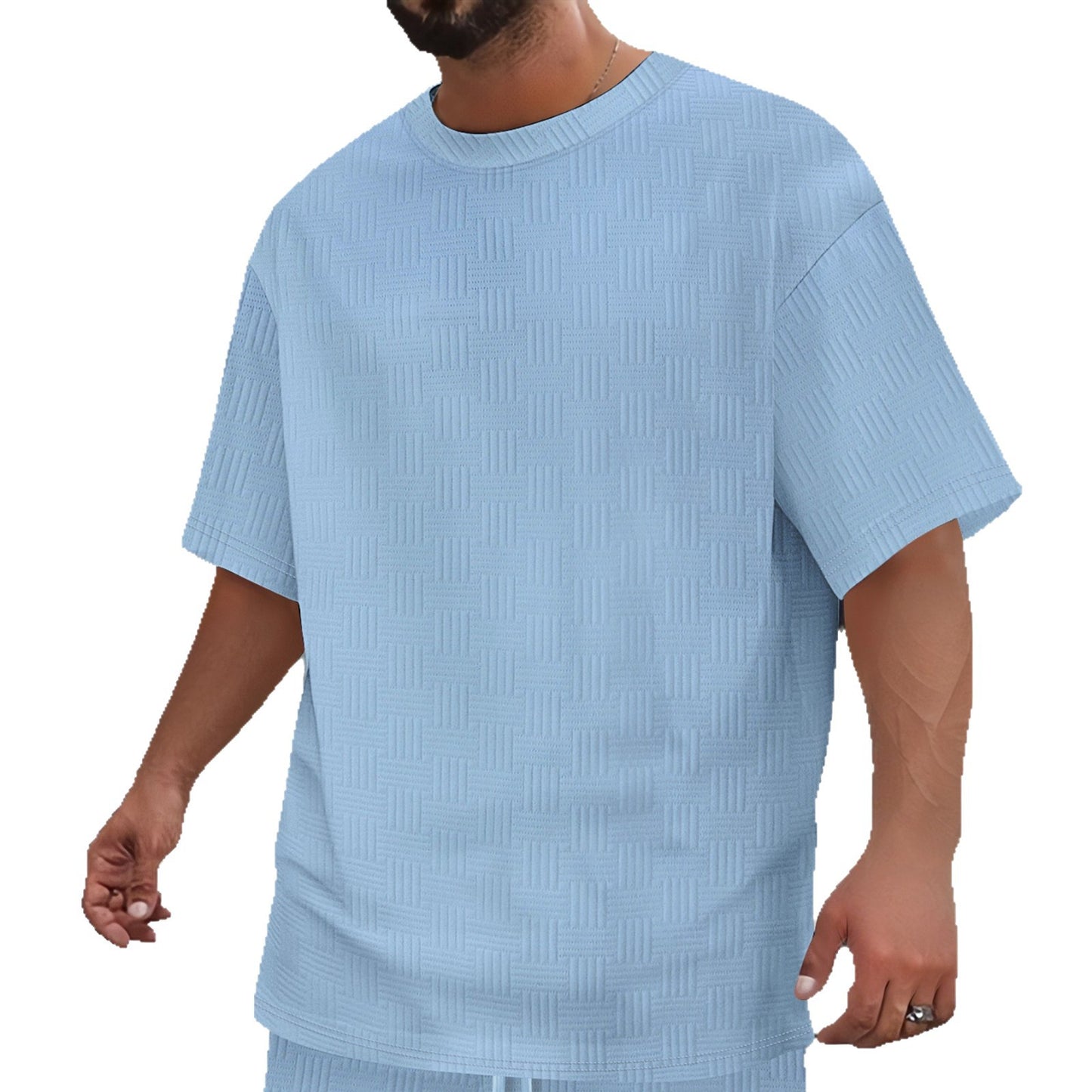 Men’s Textured Waffle Knit Tee – Modern Casual Comfort - Zenvuxe