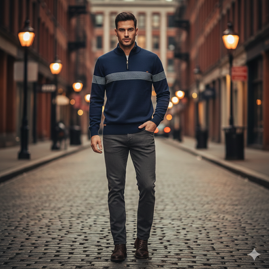 Men’s Quarter-Zip Light Business Pullover – Effortless Executive Style - Zenvuxe