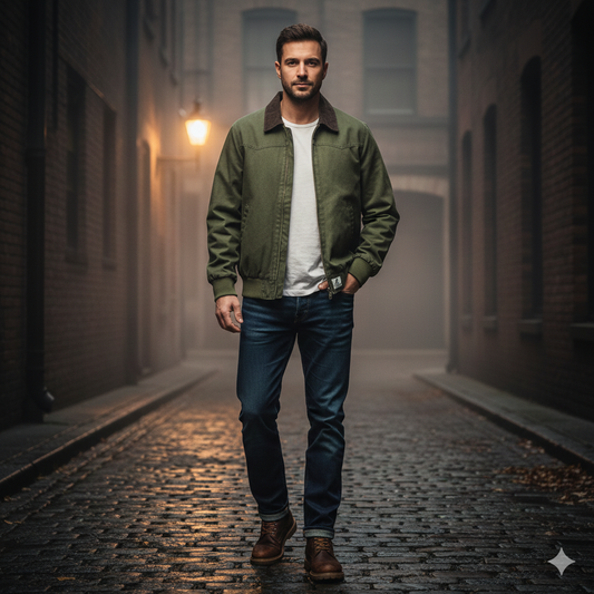 Men’s Vintage Cotton Harrington Jacket – Timeless Everyday Style - Zenvuxe