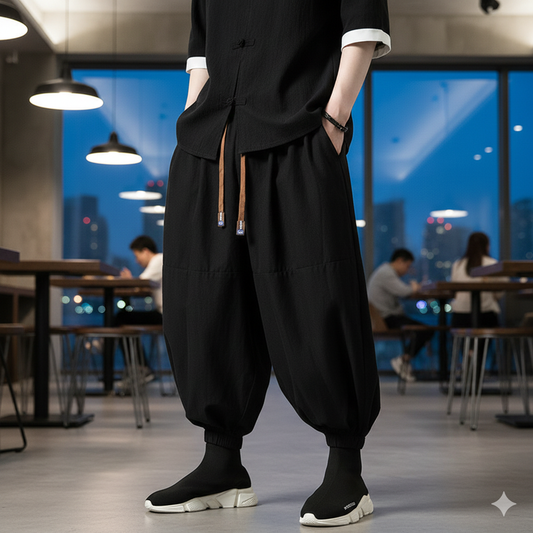 Loose-fit Harem-style Mens Casual Pants - Zenvuxe