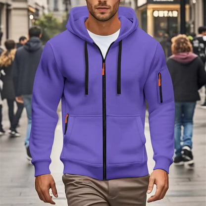 Zipper Hooded Sweatshirt Men's Sports Casual Cardigan Coat - Zenvuxe