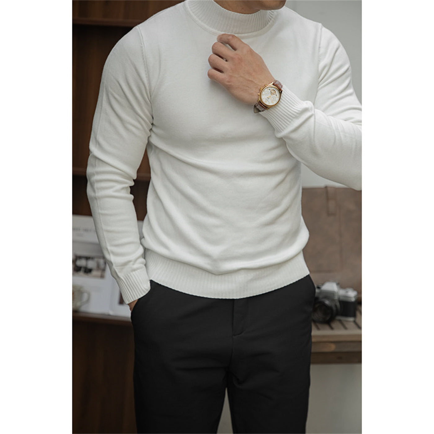 Sweater Bottoming Shirt Basic Warm Man - Zenvuxe