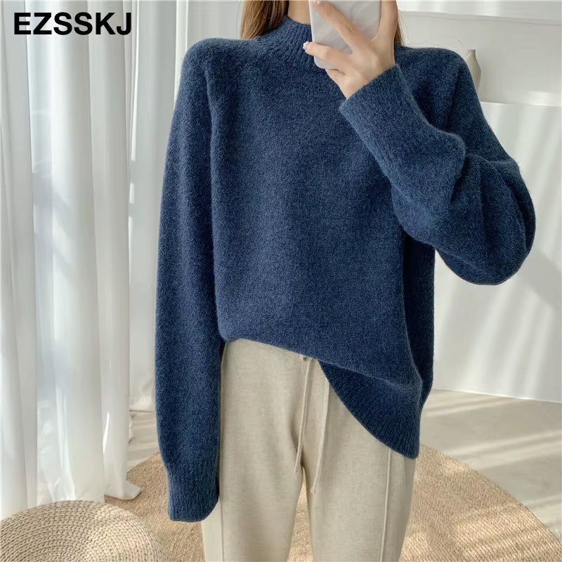 Chic Oversized Women's Wool Sweater - Thick Autumn/Winter Jumper 2021
