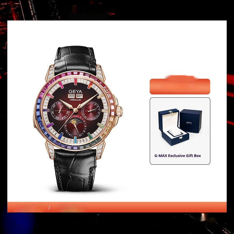 Rainbow Circle Multifunctional Mechanical Watch Fully Automatic Waterproof Men's - Zenvuxe