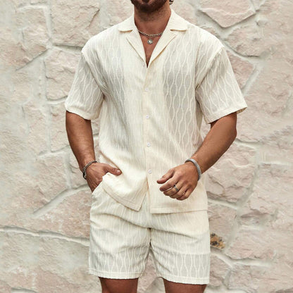 Men’s Textured Resort Set – Effortless Summer Elegance - Zenvuxe