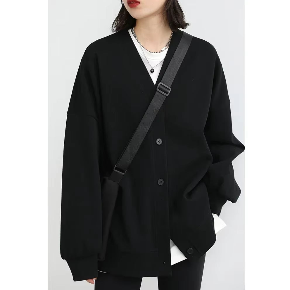 Korean Women'S Sweatshirts Solid Plush Thick Warm Loose Casual Female Tops Office Lady Coats Jacket Autumn Winter 2023