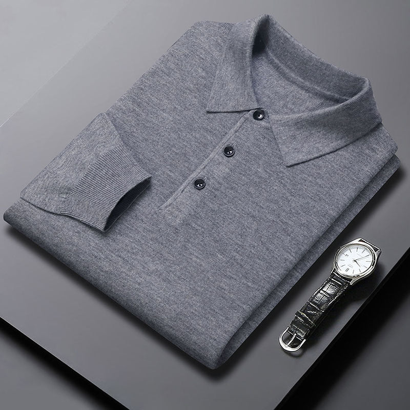 Men’s Lightweight Long Sleeve Polo Pullover – Refined Casual Style - Zenvuxe