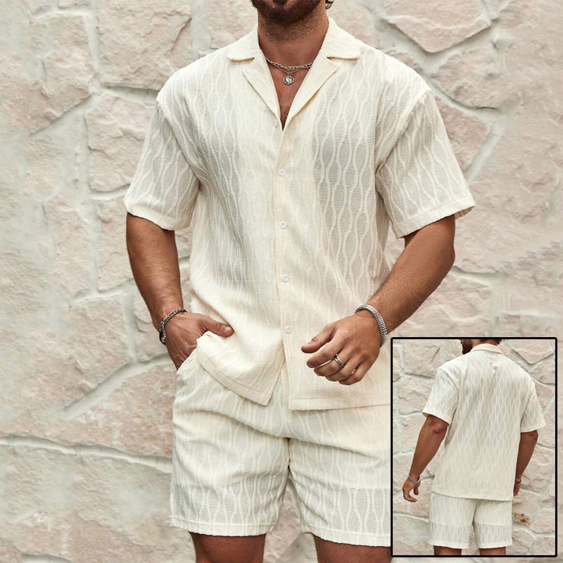 Men’s Textured Resort Set – Effortless Summer Elegance - Zenvuxe