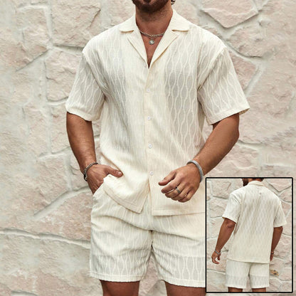 Men’s Textured Resort Set – Effortless Summer Elegance - Zenvuxe