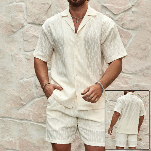 Men’s Textured Resort Set – Effortless Summer Elegance - Zenvuxe